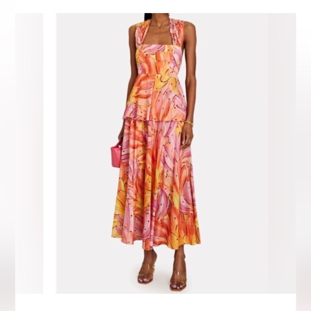 Farm Rio ombre Bananas 
Tie Back Maxi Dress